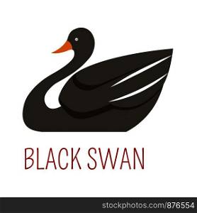 Black swan cartoon funny cute bird from vector Australian or New Zealand animals zoo collection for kids T-shirt clothes print. Black swan cartoon vector bird from Australia