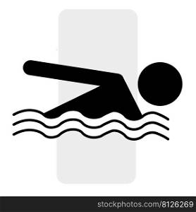 Black swimmer icon. Logo symbol. Sign forbidden. Vector illustration. Stock image. EPS 10.. Black swimmer icon. Logo symbol. Sign forbidden. Vector illustration. Stock image. 