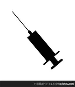 Black syringe icon silhouette vector isolated for medical apps