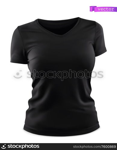 Black t-shirt mockup. 3d realistic vector