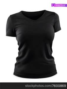 Black t-shirt mockup. 3d realistic vector