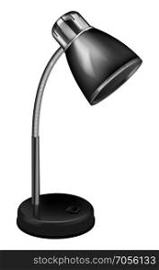 Black table lamp. Photorealistic black table lamp on white background