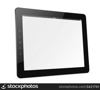 Black tablet pc isolated of background. Trendy Ipad devices theme. EPS10 vector illustration. Used effect opacity mask of front side