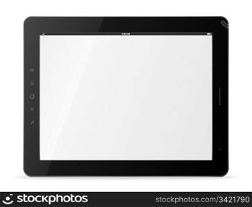 Black tablet pc isolated of background. Trendy Ipad devices theme. EPS8 vector illustration