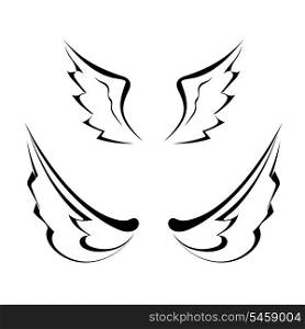 Black tattoo wings isolated on white background