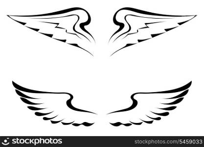 Black tattoo wings on a white background