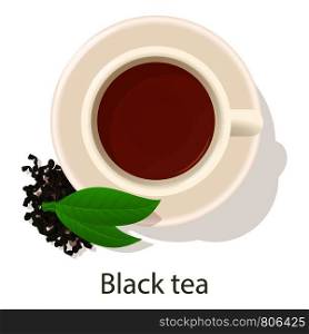 Black tea icon. Cartoon illustration of black tea vector icon for web. Black tea icon, cartoon style