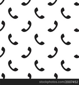 Black telephone seamless pattern on white background. Vector illustration.