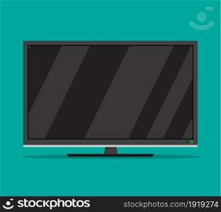 black television screen icon . led monitor display Display wide tv. Vector illustration in flat style. black television screen