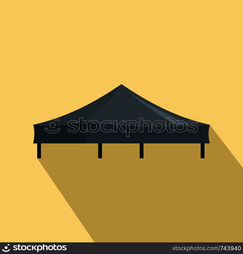Black tent icon. Flat illustration of black tent vector icon for web design. Black tent icon, flat style