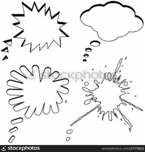 black text bubbles against white background, abstract vector art illustration