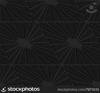 Black textured plastic diamonds ray cut.Seamless abstract geometrical pattern with 3d effect. Background with realistic shadows and layering.