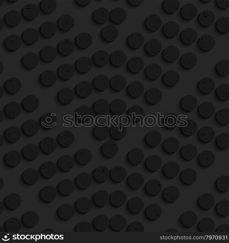 Black textured plastic dots forming chevron.Seamless abstract geometrical pattern with 3d effect. Background with realistic shadows and layering.
