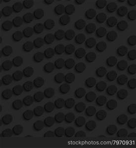 Black textured plastic dots forming chevron.Seamless abstract geometrical pattern with 3d effect. Background with realistic shadows and layering.