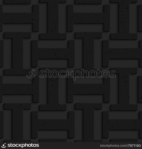 Black textured plastic solid double T.Seamless abstract geometrical pattern with 3d effect. Background with realistic shadows and layering.