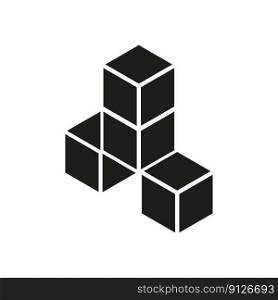 Black three cubes pyramid. 3d illustration. Geometric design. Vector illustration. EPS 10.. Black three cubes pyramid. 3d illustration. Geometric design. Vector illustration.