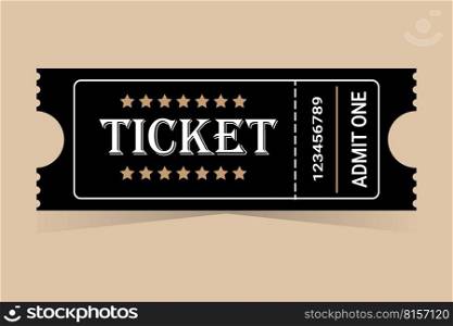 Black ticket for one person on a colored background. Vector stock illustration