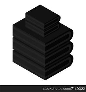 Black towel stack icon. Isometric of black towel stack vector icon for web design isolated on white background. Black towel stack icon, isometric style