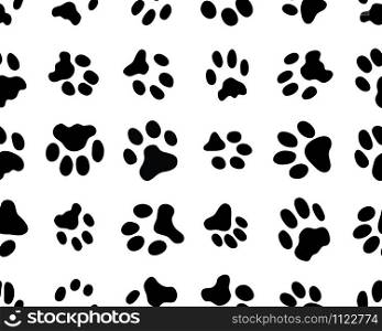 Black trace of cats on white background, seamless vector wallpaper