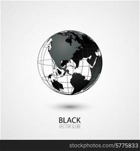 Black transparent globe isolated in white background. Vector icon.. Black Globe