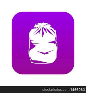 Black trash bag icon digital purple for any design isolated on white vector illustration. Black trash bag icon digital purple