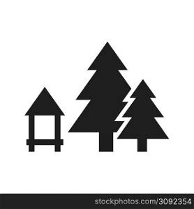 Black Trees icon vector on a white background. Trees icon vector