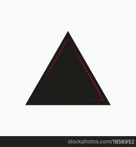Black triangle icon with thin red stripes. Creative geometric figure. Line stroke. Vector illustration. Stock image. EPS 10.. Black triangle icon with thin red stripes. Creative geometric figure. Line stroke. Vector illustration. Stock image.