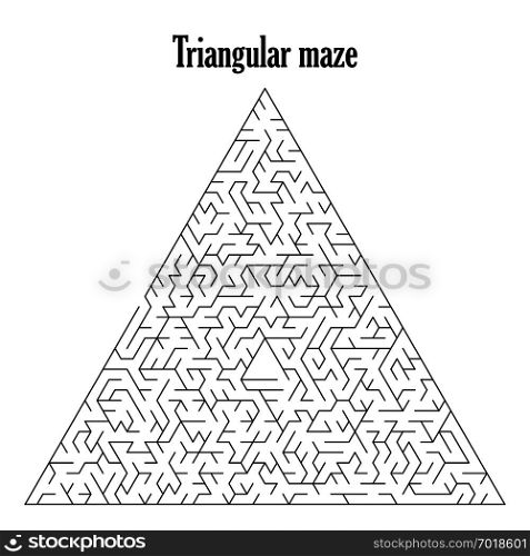Black triangular labyrinth or maze isolated on a white background,vector illustration. Black triangular labyrinth isolated on a white background,