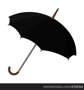 Black umbrella cartoon icon. Elegant hipster symbol on a white background. Black umbrella cartoon icon