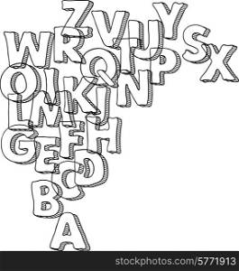 Black vector bacground with letters of alphabet.. Black vector bacground with letters of alphabet
