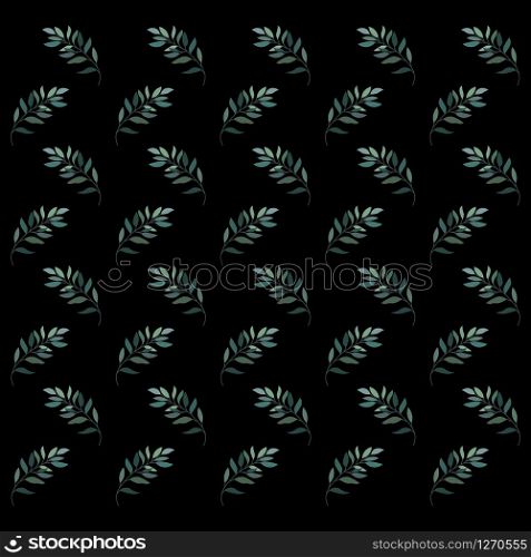 Black vector background with twigs of leaves