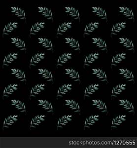 Black vector background with twigs of leaves