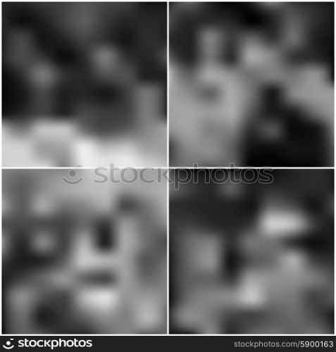 Black vector blurred backgrounds. Black and white backdrop. Editable blurred backgrounds set. Black editable blurred backgrounds vector set