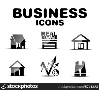 Black vector glossy business icon set