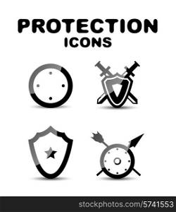 Black vector glossy protection icon set