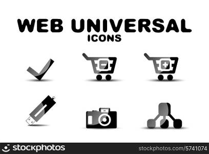 Black vector glossy web universal icon set