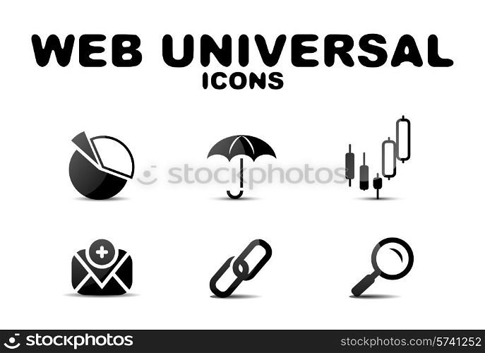 Black vector glossy web universal icon set