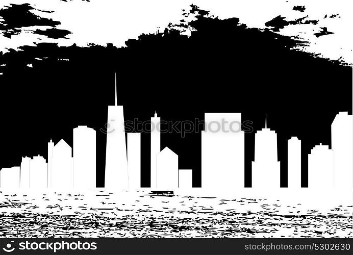Black vector illustration of cities silhouette. EPS10. vector illustration of cities silhouette