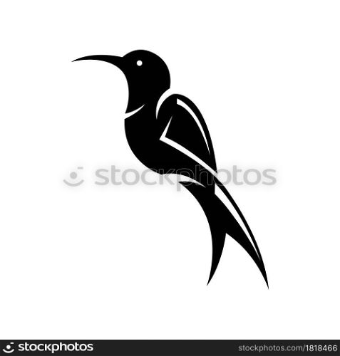 Black Vector illustration on a white background of a small beautiful bird