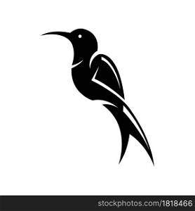 Black Vector illustration on a white background of a small beautiful bird