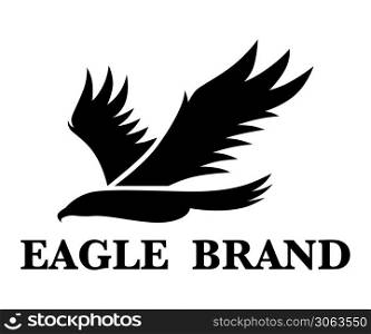 Black vector logo of eagle that is flying.