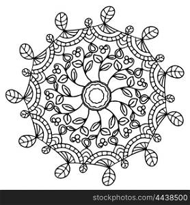 Black vector mandala handmade a white background. Illustration Abstract floral rosettes. Sign tattoos. Stock vector