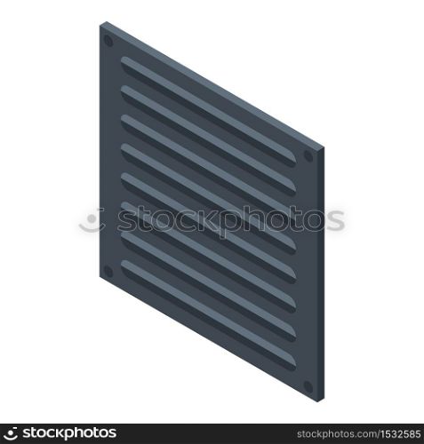 Black ventilation square icon. Isometric of black ventilation square vector icon for web design isolated on white background. Black ventilation square icon, isometric style