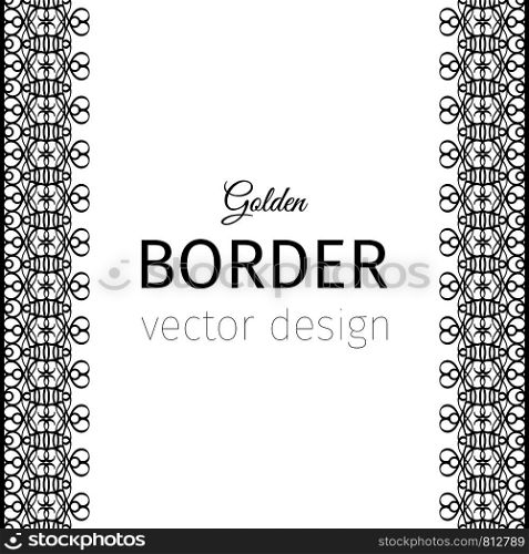Black vertical vector border in geometrical style on white background. Black vertical geometrical style border