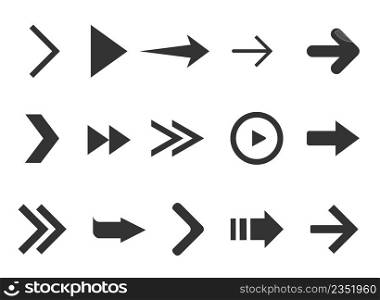 Black web arrows collection isolated on white background. Collection for web design, interface, UI and more. Vector illustration. Black web arrows collection isolated on white background. Collection for web design, interface, UI and more.