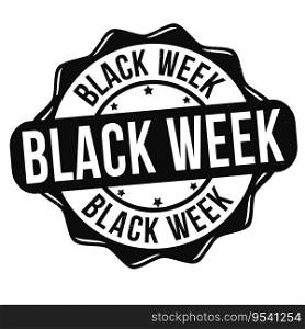 Black week grunge rubber stamp on white background, vector illustration