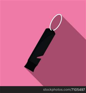 Black whistle icon. Flat illustration of black whistle vector icon for web design. Black whistle icon, flat style