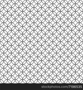 Black, white round circle geometric linear background seamless pattern. Modern vector illustration for greeting card, cover, flyer, textile wallpaper. Abstract texture ornament, repeating tile