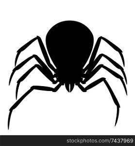 Black widow spider silhouette. Illustration for Halloween holiday.. Black widow spider silhouette.