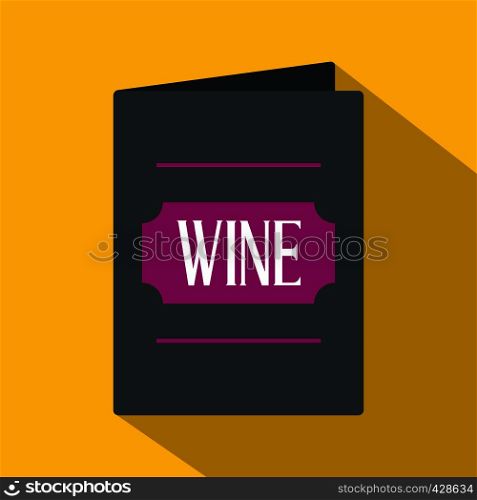 Black wine card icon. Flat illustration of black wine card vector icon for web isolated on yellow background. Black wine card icon, flat style